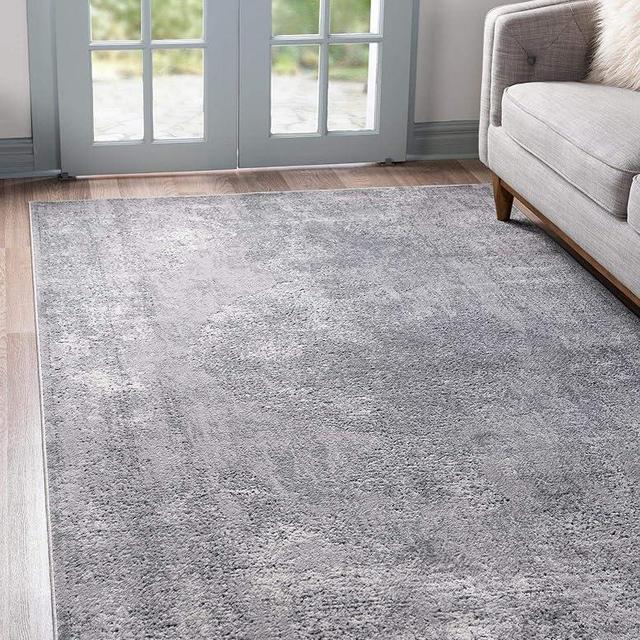 Rugs.com Oregon Collection Rug – 5' x 8' Gray Low-Pile Rug Perfect for Living Rooms, Large Dining Rooms, Open Floorplans