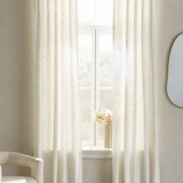 Textured Cotton Curtain in White
