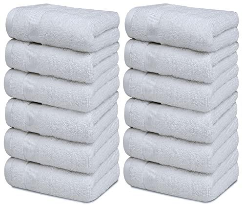 White Classic Resort Collection Soft Washcloth Face & Body Towel Set |  12x12 Luxury Hotel Plush & Absorbent Cotton Wash Clothes [12 Pack, Light  Blue]