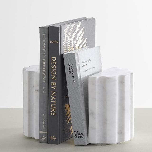 White Marble Book Ends,S/2