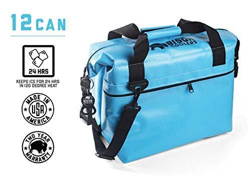 BISON COOLERS Soft Sided Insulated 12 Can Cooler Bag | Leak Proof Ice Chest for Beverages or Food | Includes 2 Year Warranty | Made in The USA