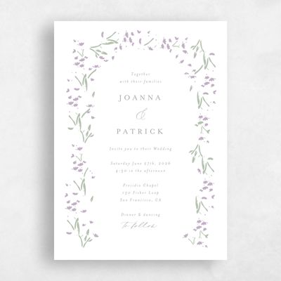 Lilac, Purple Wedding Invitation - Regal Portrait