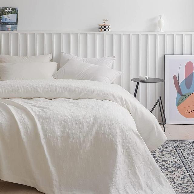 Simple&Opulence 100% Cotton Bedspread Jacquard Super Soft Pattern Quilt Textured Coverlet Home Collection Reversible - Harvard White, King