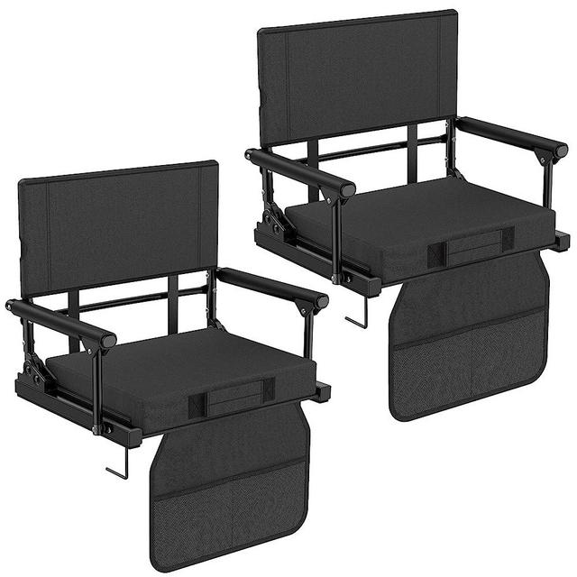 2 Pack stadium seats for bleachers with back support, 600 lbs Rated Lightweight Bleacher Seats with Ultra Padded Comfy Foam Cushion, Stadium seats for Bleachers with Back Support and Shoulder Strap