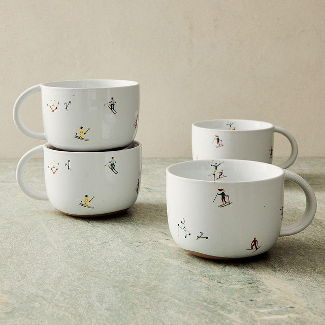 Holiday Skiers Oversized Mug, Holiday Wonderland, Set of 4