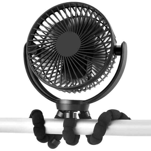 5000mAh Rechargeable Battery Powered Clip Fan with Flexible Tripod, Super Quiet, 3 Speed, 360° Rotatable, Portable Handheld USB Clip on Fan for Room Cart Stroller Bike Car Seat Camping Beach Outdoor