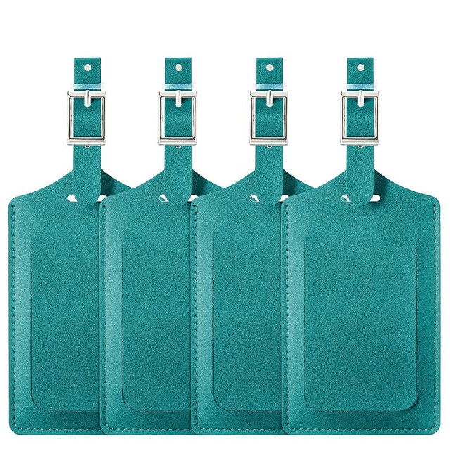Travelambo Luggage Tags for Suitcases PU Leather Travel Tags Bag Tags Privacy Protection Travel Essentials