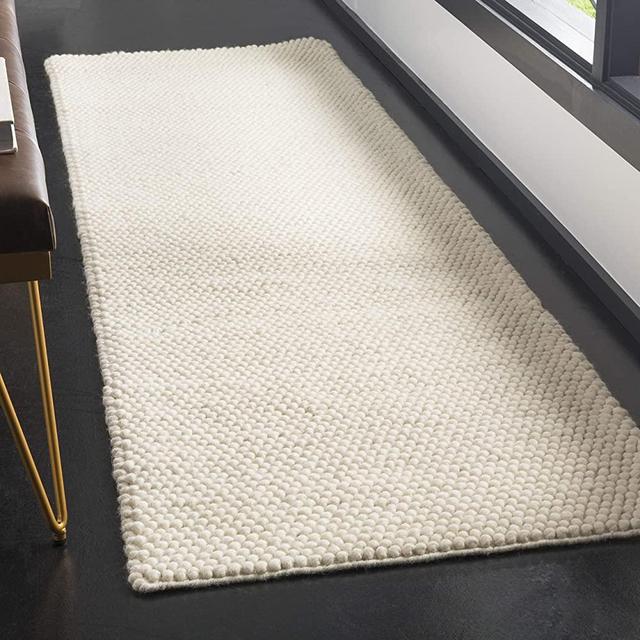 SAFAVIEH Natura Collection 2'3" x 18' Ivory NAT620A Handmade Premium Wool Entryway Foyer Living Room Kitchen Runner Rug