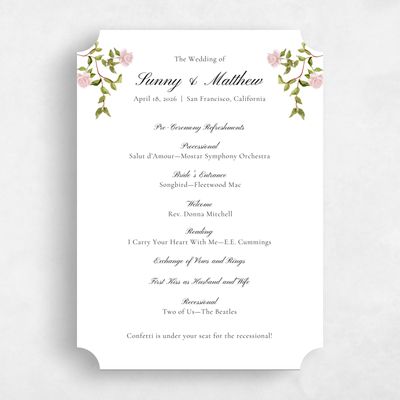 Pink Ticket Wedding Program - Villagio