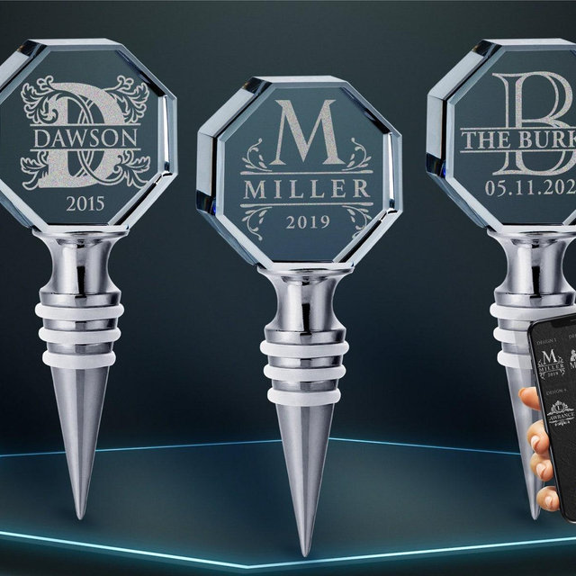 Wine Stopper Personalized, Wedding Favor, Custom Engraved Bottle Stopper, Anniversary Gift, Crystal Bottle Stopper Engagement Gift Christmas