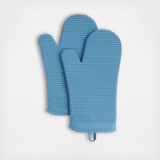 Ribbed Soft Silicone Oven Mitt, Set of 2