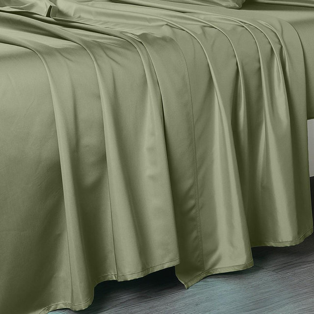 Egyptian Linens Flat Sheet Only - Luxurious 608 Cotton Made in Egypt Sage California King