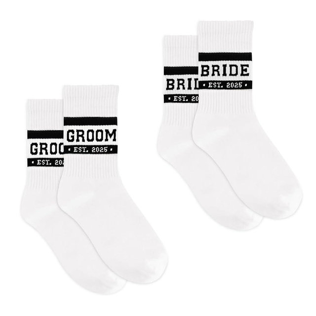 KASDBY Couples Socks for Wedding Gifts, Bridal Shower Gifts, White Socks for Wedding Engagement Bachelorette Party