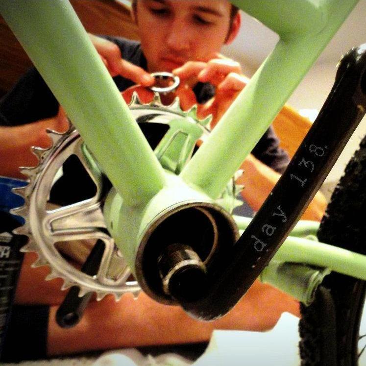 Thomas working on Taz's bike in 2010