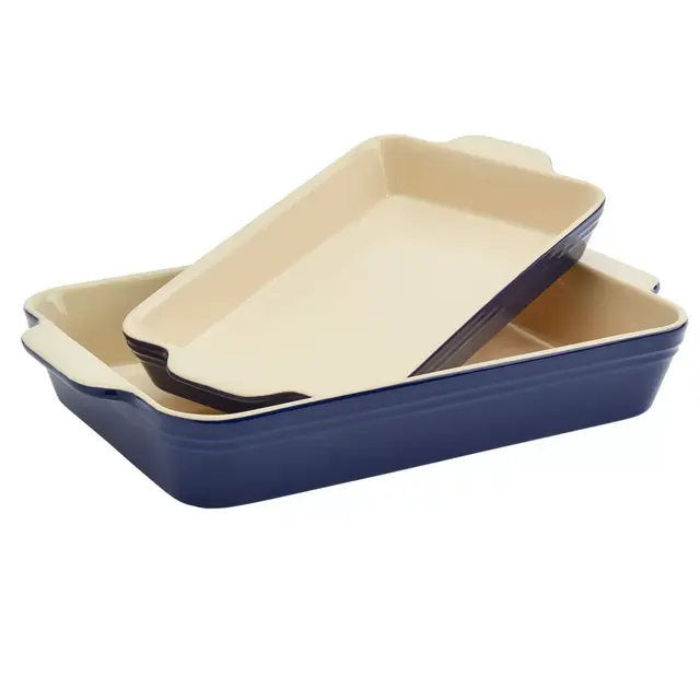 Our Table™ 2-Piece Stoneware Rectangular Bakers Set in Blue