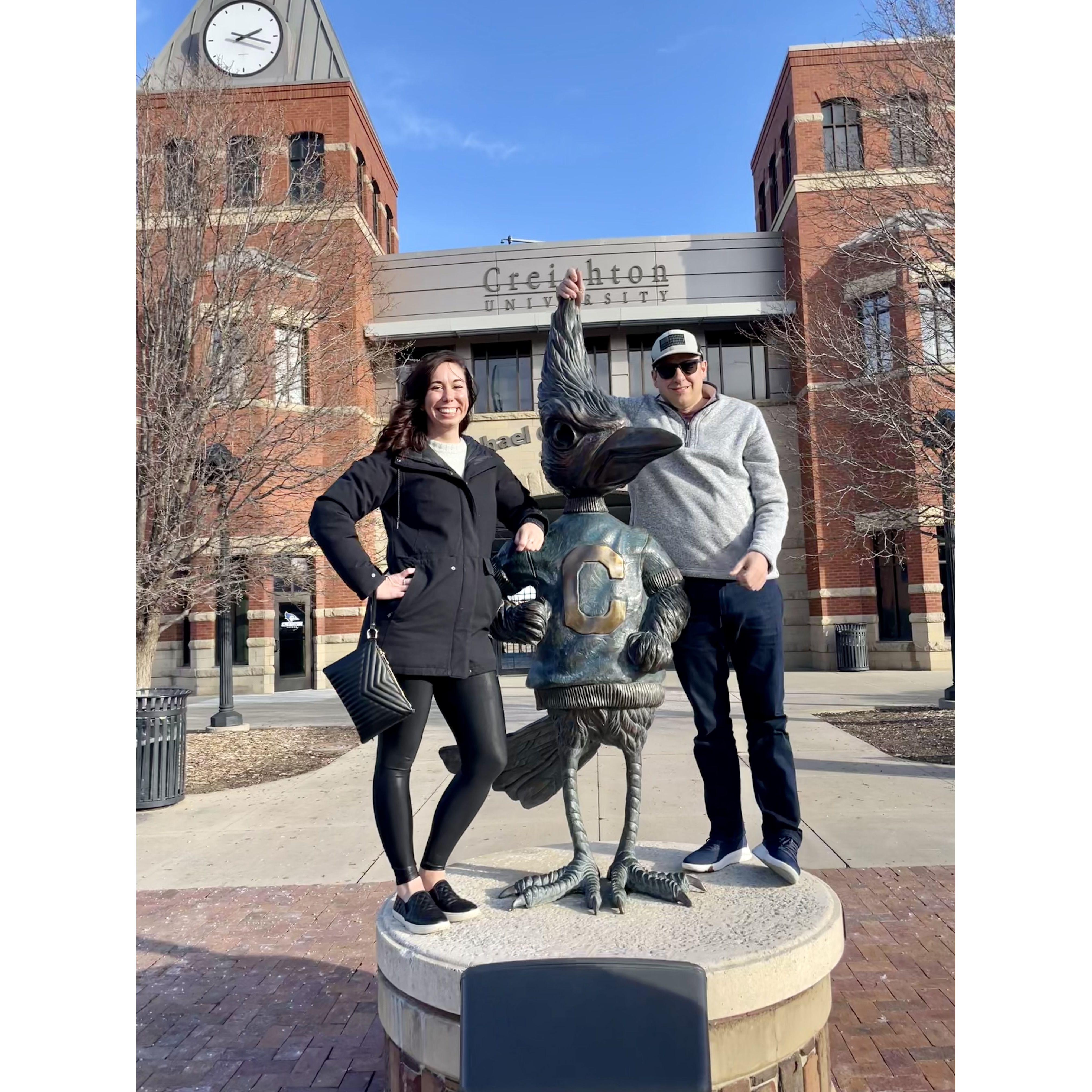 Courtney showing Dana around her alma mater. Go Bluejays!