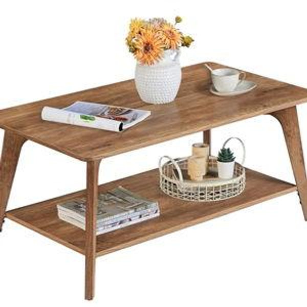 2-Tier Living Room Coffee Table (Honey Brown)