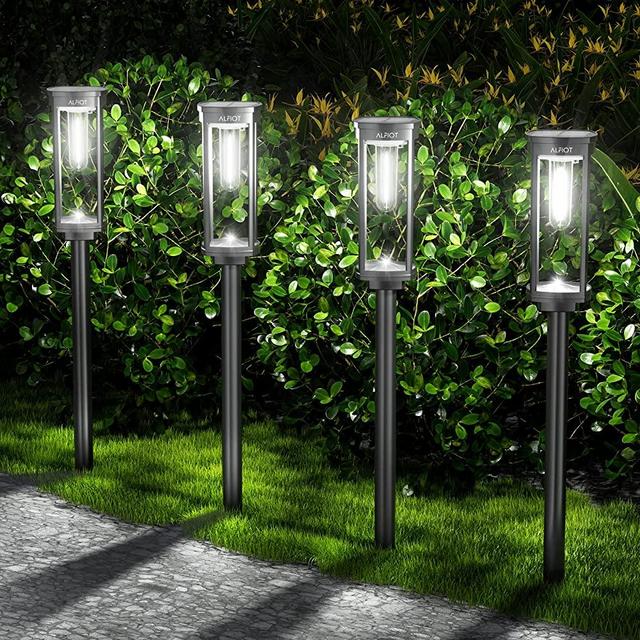 ALFIOT Solar Pathway Lights Solar Outdoor Lights Pathway Waterproof 8 Pack Upgraded Solar Walkway Landscape Lights Outdoor Driveway Lights,Auto On/Off Lights for Yard Lawn Patio (Cool White)