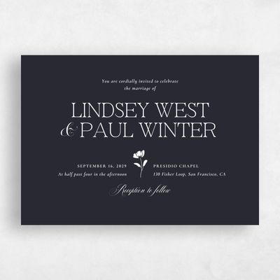 Ebony, Black Wedding Invitation - Kendall Landscape