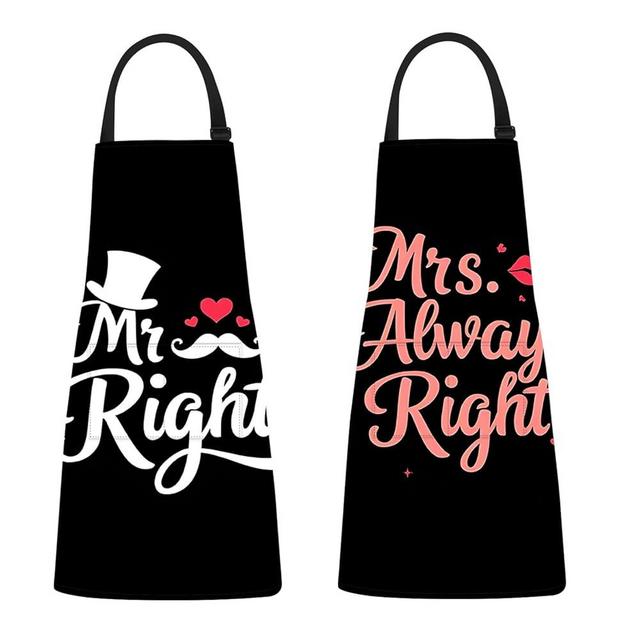 THISFIND 2Pcs Couple Aprons Funny Cooking Kitchen Aprons for Women Men Chef Waterdrop Resistant Wedding Gifts for Day Gifts