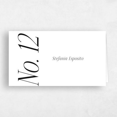 White Modern Wedding Place Card - Mycenae