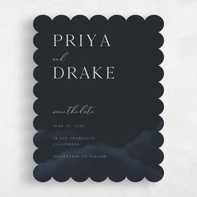 Black Scalloped Wedding Save the Date - Altavilla Classic