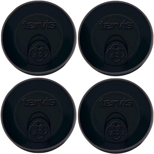 Tervis Travel Lids 16 oz, Black (Set of 4) | Great For Both Hot and Cold Liquids | Dishwasher Safe (Top Rack Only)