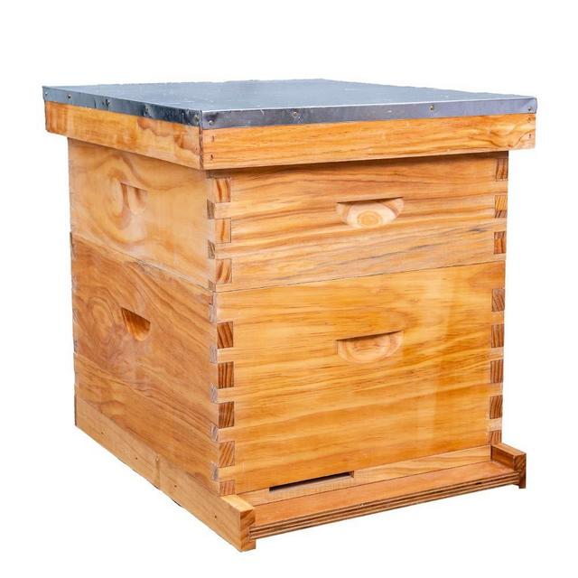 Honey Lake 10 Frame Bee Hive 1 Brood Beehive Box and 1 Medium Super Box, Bee Hives and Supplies Starter Kit Include Beehive Frames and Foundation Sheet