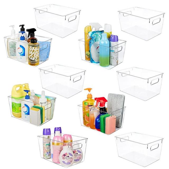 YIHONG Clear Pantry Storage Organizer Bins, 10 Pack Plastic Food Storage Bins with Handle for Kitchen,Refrigerator, Freezer,Cabinet Organization and Storage