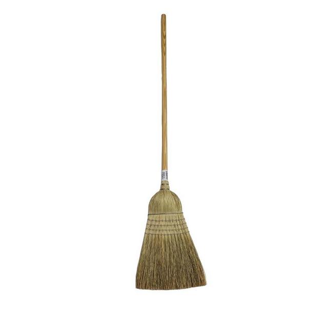 PRO-SOURCE Corn Bristle Broom, 56 Inch Overall Length, Wood Handle