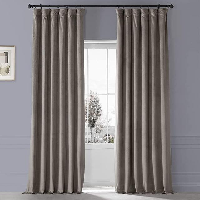 HPD Half Price Drapes Blackout Solid Thermal Insulated Window Curtain 50 X 96 Signature Plush Velvet Curtains for Bedroom & Living Room (1 Panel), VPYC-SBO161209-96, Library Taupe