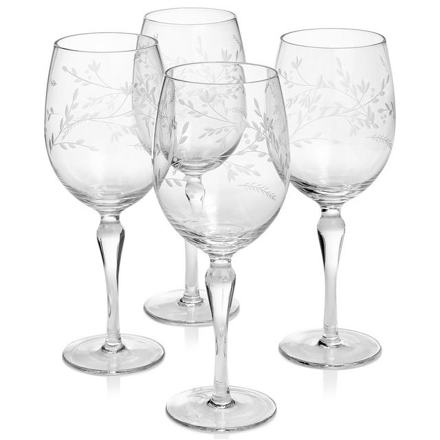 Hotel Collection Etched Floral Wine Glasses, Set of 4, Created For Macy's