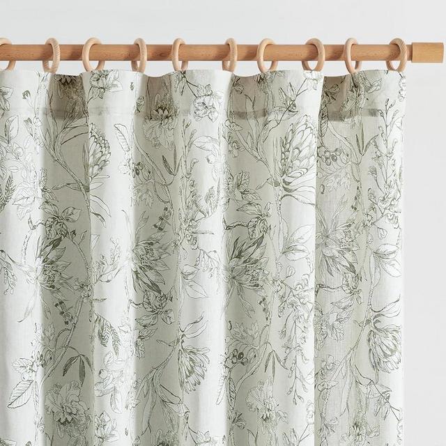 jinchan Floral Curtains 63 Inch Length Sage Green Flower Linen Farmhouse Curtains for Living Room French Country Vintage Curtains Rod Pocket Curtains Set 2 Panels Sage Green Flower Printed Curtains