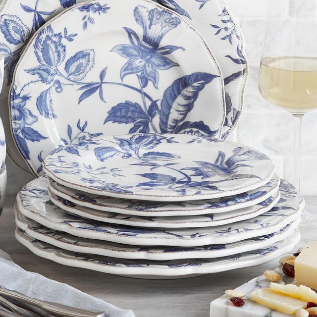 Italian Blue Floral Salad Plate