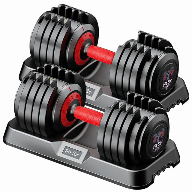Fit Sir Adjustable Dumbbell Set, 10-in-1 25LB/55LB Ajustable Dumbbells with Safe Locking System, Enclosed Storage Tray, 1 Sec Fast Adjustment, Comfortable Non-Slip Textured Grip, Suitable for Home Gym Workouts Men and Women
