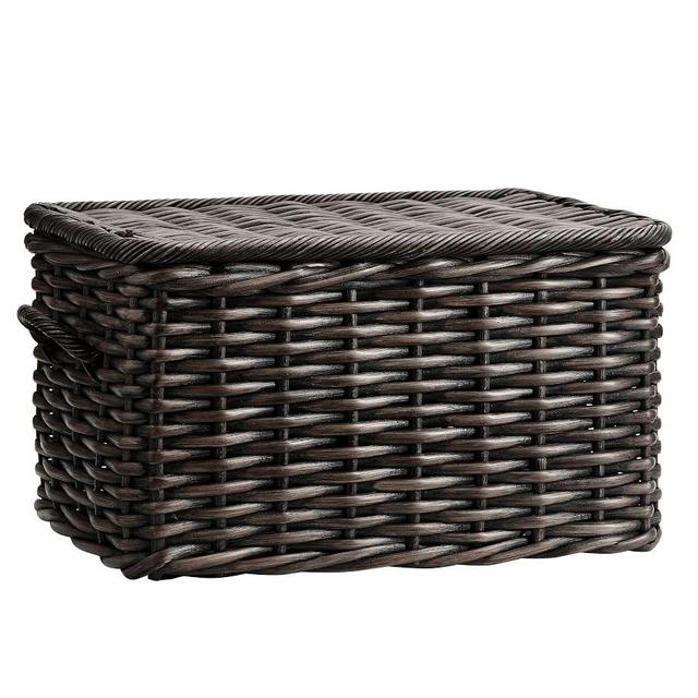 Aubrey Large Lidded Basket, Charcoal