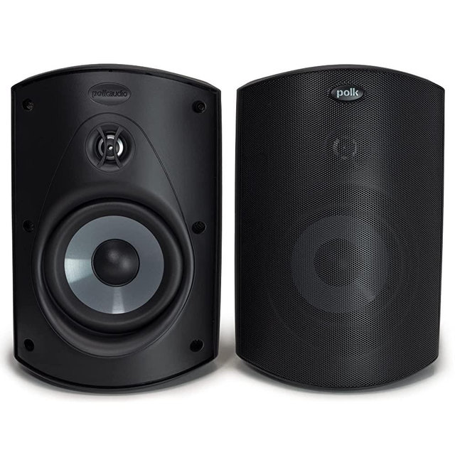 Polk Audio Atrium 5 Outdoor Speakers with Powerful Bass (Pair, Black), All-Weather Durability, Broad Sound Coverage, Speed-Lock Mounting System