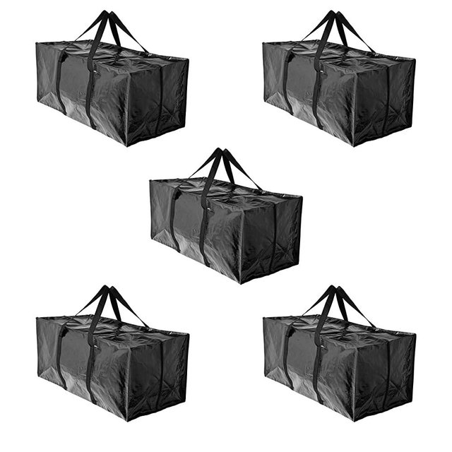 BAG-THAT! 5 Moving Bags, Extra Large Heavy Duty Stronger Handles Wrap Around Bag Storage Bags Moving Totes Storage Totes Zippered Reusable Moving Supplies Clothing Laundry Sports Garage Travel College