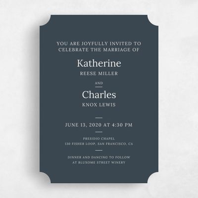 Blue Ticket Wedding Invitation - Stevens Classic
