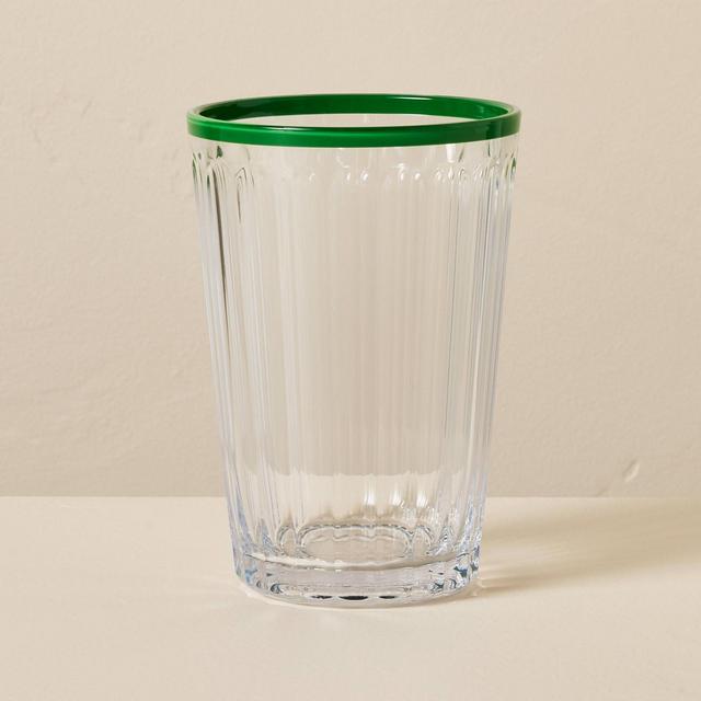 14.5oz Ribbed Plastic Tall Tumbler Green - Hearth & Hand™ with Magnolia