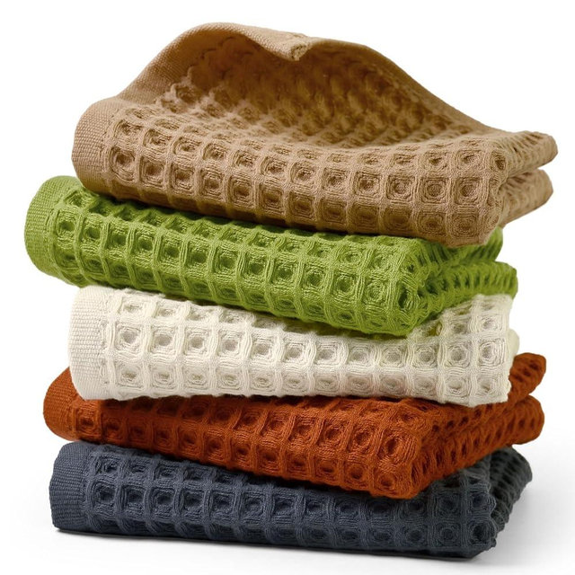 Jacquotha Waffle Hand Towel Set (5 Colors) – Cotton Soft Lint-Free Quick Drying Towels for Family, Bathroom, Gym, Spa, Kitchen, 13” x 29”