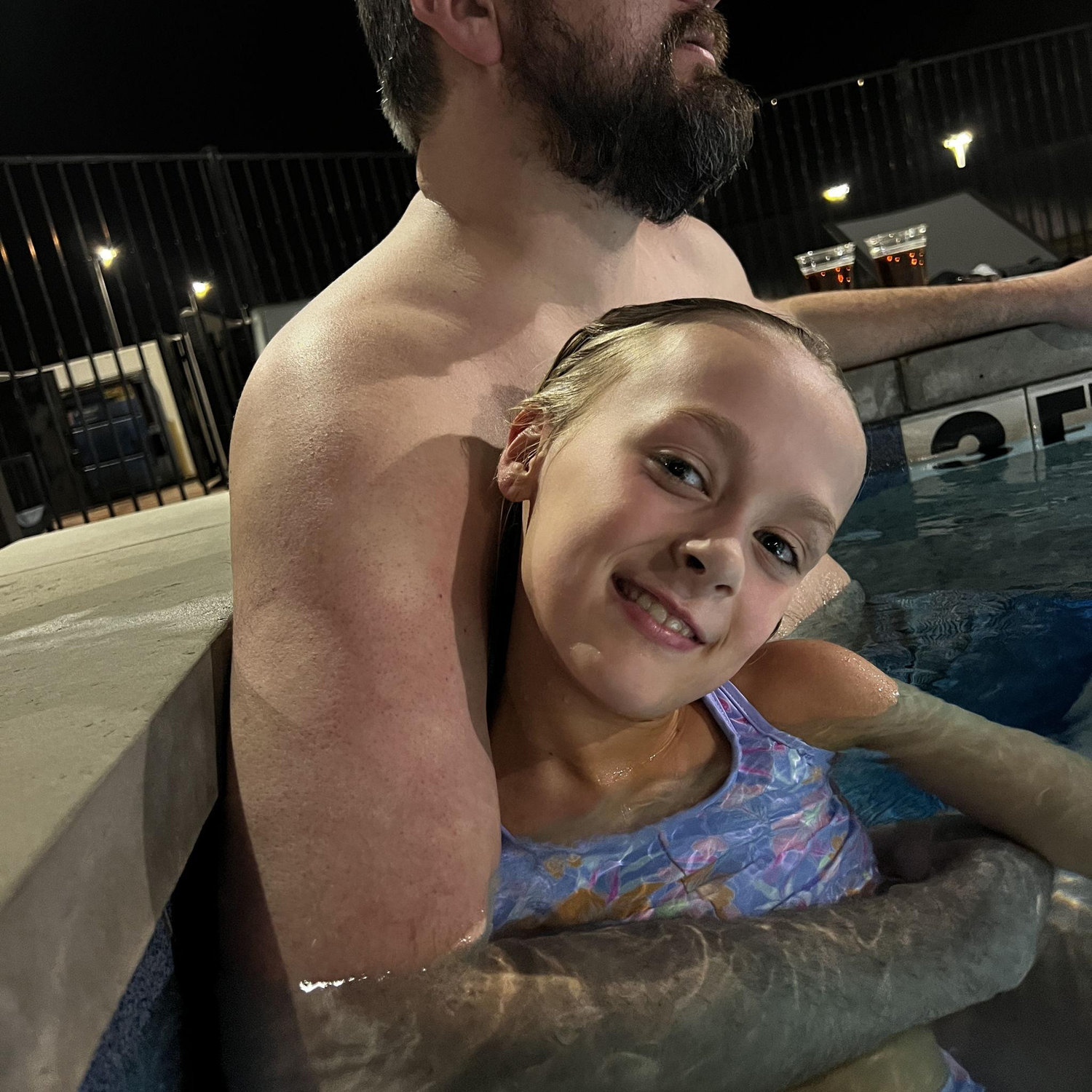 Hot tub & pizza in Dallas, Texas to celebrate Kennedy turning 10 and winning first place at Gold Rush at The Star!