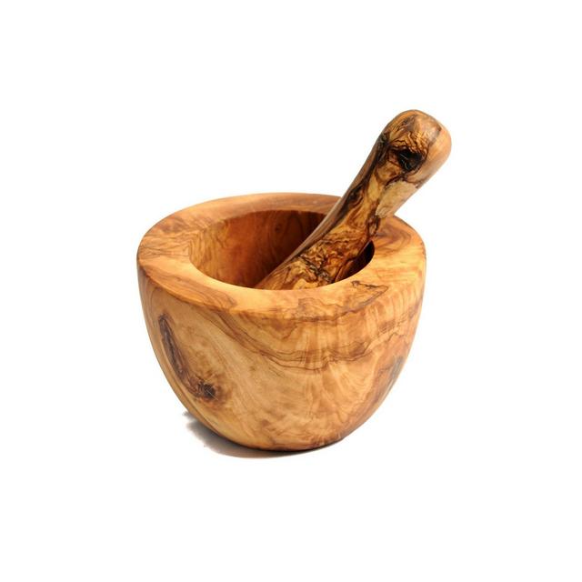 BeldiNest Olive Wood Flat Edge Pestle and Mortar
