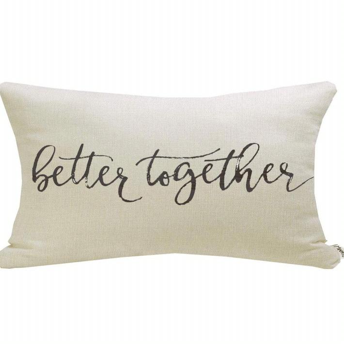 Meekio Farmhouse Pillow Covers with BETTER TOGETHER Quote 12 x 20 inch Farmhouse Rustic Décor Lumbar Pillow Covers with Saying Housewarming Gifts Family Room Décor