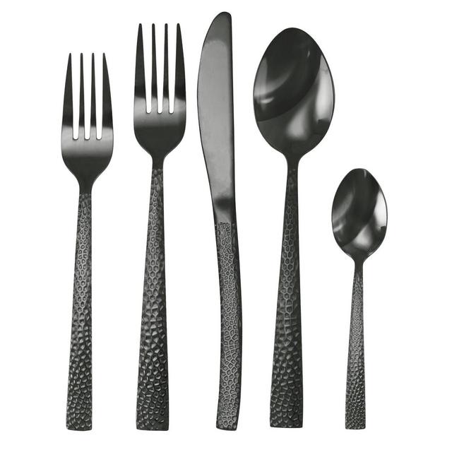 20pc Stainless Steel Baily Silverware Set Black - MegaChef