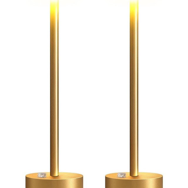 PUSU Cordless Table Lamp Set of 2, Battery Powered LED Desk Lamp Portable Table Lights 3-Level Brightness Touch Control, Lighting for Home Office Bedroom Hotel Restaurant Outdoor Night Light(Gold)