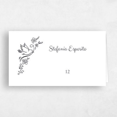 White Wedding Place Card - Harper