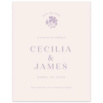 Lilac, Purple Wedding Digital Save the Date - Tiburon Portrait
