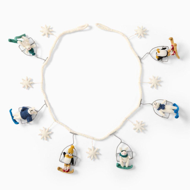 Polar Pals On Ski Lift Garland, Ski, Felt, Multi, 60in