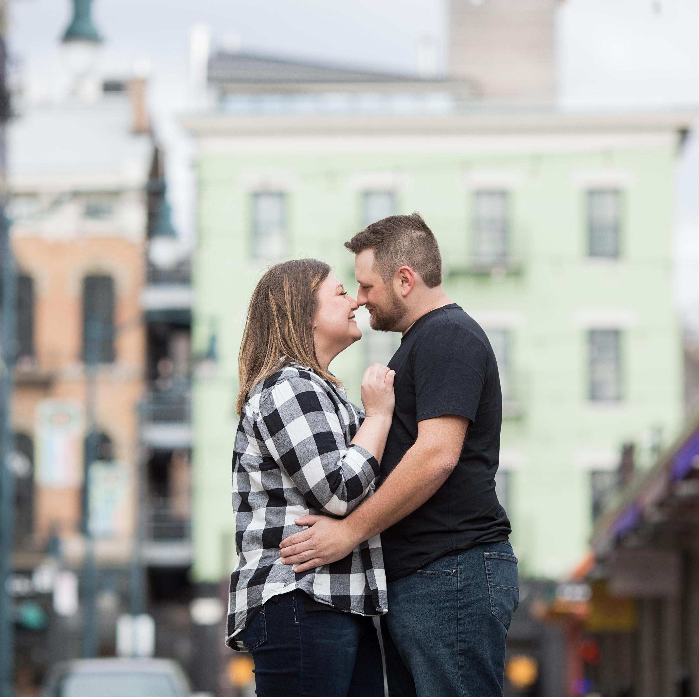 Again with the engagement pictures! It was so windy and freezing cold out. Thanks Cincy for our second winter in MARCH! We loved the bright buildings at Findley Market.